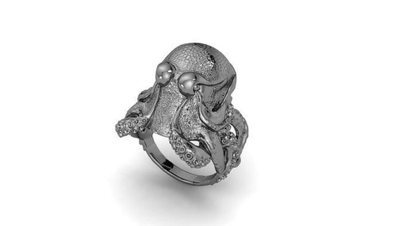 ring octopus 1001 gold jewelry jewel jewellery wedding silver white animal fashion black rings printable man woman nature art 3d print model - Mito3D