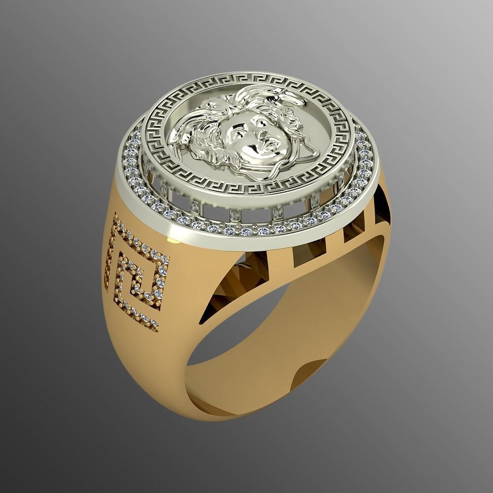 ring od 73 versace signet accessory precious jewelry fashion modern gold diamond jewel luxury silver printable rings 3D print model - Mito3D