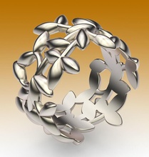squillare oliva foglie nozze Fidanzamento leggero nalure flora stile moda oro argento rami tronco natura gioielleria anelli 3d print model - Mito3D