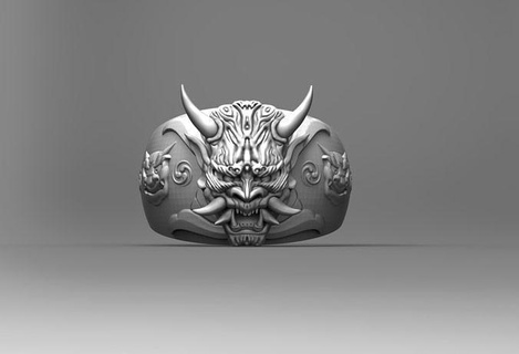 yüzük oni Japonca iblis samuray Japonya maske Sanat dekorasyonlar takı yüzükler 3d print model - Mito3D