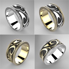 anello di ornamento gioielli preziosi lucente oro argento stampabile anelli 3d print model - Mito3D