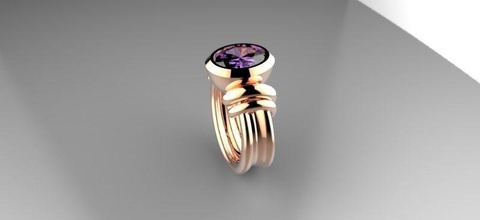 anel oval jóias da forma printable de prata diamante ametista gem casamento platina anéis 3d print model - Mito3D