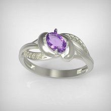 anillo de amatista oval diamantes la joyería gem brillante plata oro diamante belleza el compromiso lujo platino precioso imprimible los anillos ruby zafiro diseño 3d print model - Mito3D
