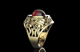 Ring Oval Edelstein Schmuck Gold Muster Silber druckbar Juwel cnc cncmachining 3d Mode Schönheit Ringe 3d print model - Mito3D