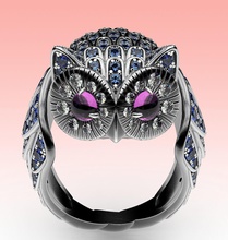 ring owl animal nature bird gems silver gold style gift diamond sterling fashion beauty jewellery engagement jewelry rings 3d print model - Mito3D