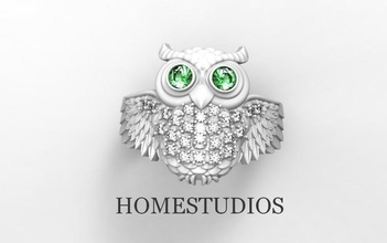 bague hibou 7 de l'anneau or imprimable l'engagement en diamant bijoux d'argent gem anneau mode brillant beauté le saphir ruby les anneaux owl 3d print model - Mito3D