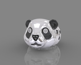ring panda bear enamel gems 3d design fassion jewelry print silver rings printable 3d print model - Mito3D