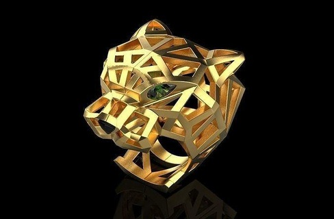 squillare pantera 1485 anelli chiodo orecchino oro argento bianca diamante nozze Fidanzamento gioielleria gemma prezioso 3d print model - Mito3D