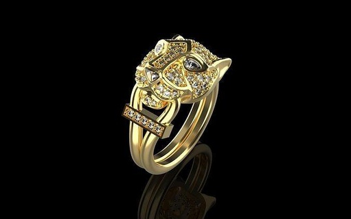 ring panthere de cartier gold panther jewelry silver diamond puma wedding gem jewellery jewel brilliant ring engagement briliant rings  3d print model - Mito3D