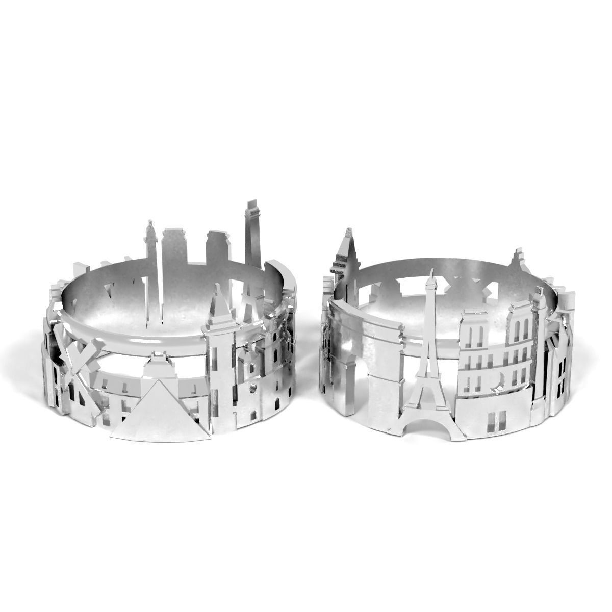 ring paris jewelry city town cnc printable capital tower france eiffel building house architecture mill rings 3D print model - Mito3D