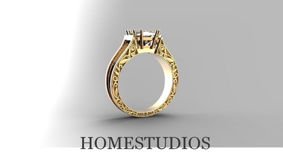 padrão de toque 3 gem jóias anel printable ouro platina prata brilhantes diamante moda beleza ruby noivado safira anéis 3d print model - Mito3D