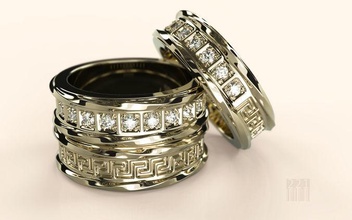 anel padrões diamantes joias pedra joalheria jóias cnc stl impressão moda estilo 3d imprimível diamante prata argolas espiral 3d print model - Mito3D
