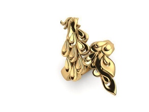 ring peacock gold design silver art symbol disjunct jewelry rings 3d print model - Mito3D