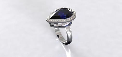 ring birnenförmige middelstone Schmuck Platin gem Silber bedruckbar ist Mode genial prototyping Mode-Schönheit Saphir ruby Ringe diamant Diamant-ring vintag engagement Juwel emerald 3d print model - Mito3D