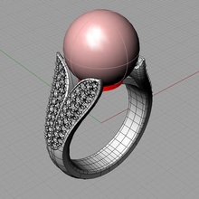 ring perle anello perla thaiti 3d drucken modell ap11 perlen schmuck 3dring diamant ringe juwel perl druckbar engagement luxus silber sterling 3d print model - Mito3D