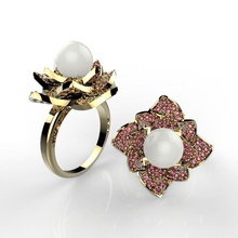 ring Perle Blumen Juwel Schmuck Diamant-ring genial diamond engagement Mode-Schönheit gold-ring Ohrring - Armband bedruckbar ist brillant 3d 3dm, stl drucken Ringe Bekleidung Saphir 3d print model - Mito3D