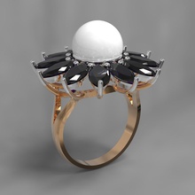 anillo de la perla joya 10mm muchos tamaños joyería oro arete plata el diamante gem imprimible compromiso boda 3dmodel prototipo brillante 3dprint pearl biggem flor marquesa ronda los anillos 3d print model - Mito3D