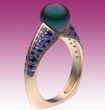 bague perle motif poids léger or argent gemme mer engagement mariage style classique sterling diamant imprimable bijoux anneaux 3d print model - Mito3D