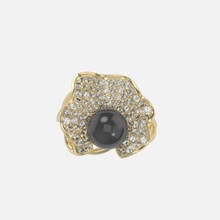 bague perle fleur coquille perles bijoux or argent diamant sterling 3dring pierres gemme engagement anneaux mer flore ancien 3d print model - Mito3D