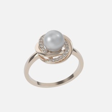 ring pearls jewelry silver diamond ringwithpearl wedding engagement 3dring jewel 3dpearl 3ddesign rings 3d print model - Mito3D