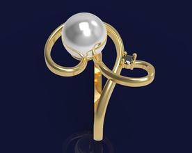 squillare perle 3 moda beaut oro argento diamante stampabile perla gioielleria anelli 3d print model - Mito3D