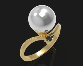 ring pearls - 4 fashion beaut gold silver diamond printable pearl jewelry gem rings 3d print model - Mito3D