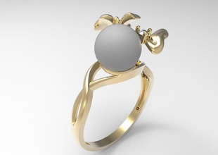 anillo perlas in flores stl anillos joya diamante precioso joyería piedra preciosa gemas rubí zafiro amatista diamantes oro topacio esmeralda perla 3d print model - Mito3D