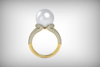 ring perlen mikimoto 3d drucken modell ball geformt schmuck juwel diamant kugel modellieren kreativ design prototiping rendern animation 3dprintmodels 3dprint ringe meer jahrgang 3d print model - Mito3D