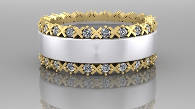ring pieces stones luxury diamonds gold printable gems jewelry 3djewel jewel classic crosses diamond silver stylish exclusive metal rings polish 3d print model - Mito3D