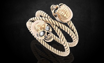 ring pigtail skulls ix 308 jewelry 3dprinted design fashion gold golden jewel jewellery jewelry print printabl printable printing prototyping ring rings silver pigtail  skulls ix