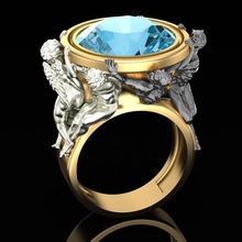anel of jogando anjos demônios joalheria jóias prata esterlina gema jóia anjo demônio cnc imprimível ouro querubim querubins argolas 3d print model - Mito3D