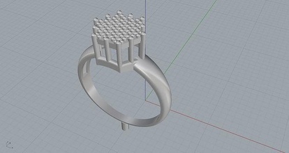 Ring polygonal einsam Ohrring Anhänger Gold Silber Rand Juwel Schmuck Kristalle Pandora Charme Mode 3d print model - Mito3D