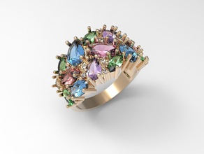 anillo precioso brillar stl joya diamante joyería platino piedra preciosa zafiro gemas brillante diamante oro brilhante topacio anillos 3d print model - Mito3D