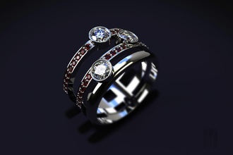 ring precious stones jewelry luxury gemstone jewellery wax printable style fashion print jewel diamonds ruby diamond silver gem rings 3d print model - Mito3D