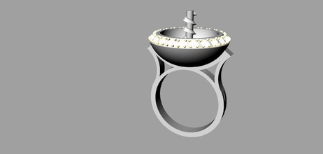 ring to print pearl diamond jewerly jewelry rings 3d print model - Mito3D