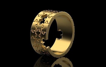 ring puzzle gold silver ringpuzzle jewelry rings fashion printable jewel white cube maze jigsaw 3d print model - Mito3D