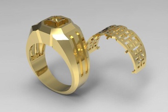 ring pyramid jewelry gold printable stone diamond men rings 3d print model - Mito3D