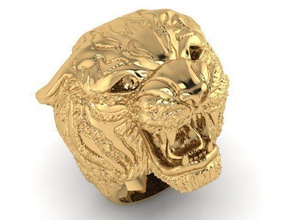 ring r0108 jewelry gold jewel jewellery rings tiger man 3d print model - Mito3D