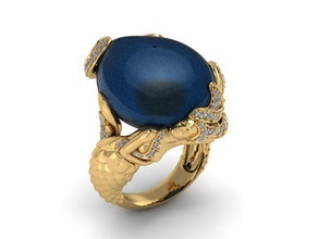 ring r0146 jewelry gold jewel jewellery rings gem stone cabochon 3d print model - Mito3D