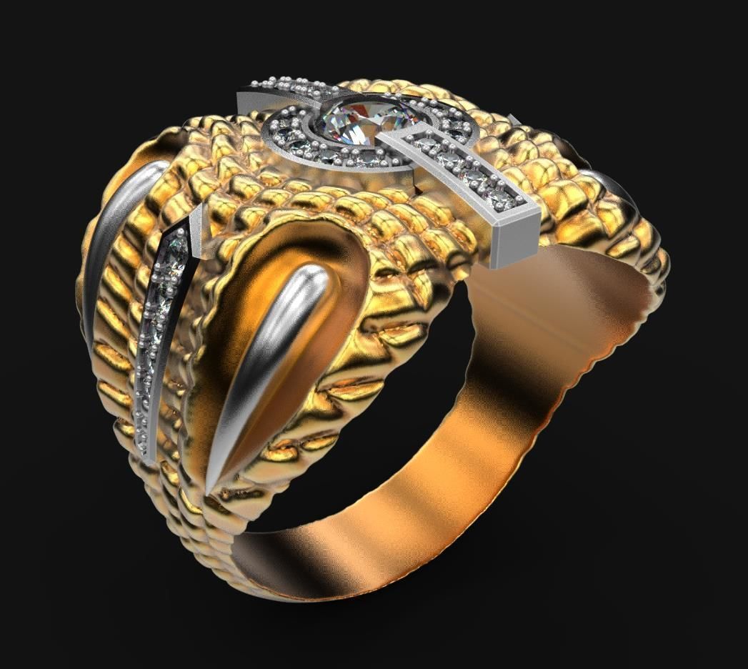 bague r030 bijoux de l'anneau or d'argent les pierres précieuses blanc imprimable en diamant brillant mode beauté la livre sterling anneau cobra serpent anneaux 3D print model - Mito3D