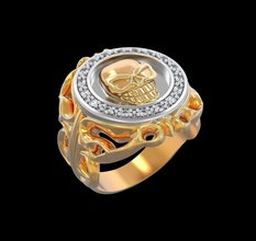 ring r046 gold bedruckbar ist Platin Silber gem weiß Diamant-ring genial Mode-Schönheit Schmuck sterling vintag cad Juwel diamond Schädel manring skullring Ringe 3d print model - Mito3D