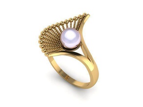 anel r0614 jóias ouro jóia anéis pérola 3d print model - Mito3D