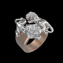ring r100 jewelry gold silver diamond printable jewellery jewel gem sterling fashion platinum brilliant white beauty prototyping lion animal rings 3d print model - Mito3D