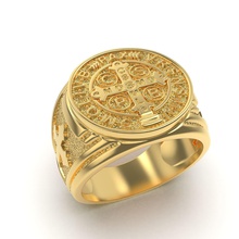 ring r102 heilige benedikt benoit kirche schmuck silber druckbar katholisch jesus cnc christian gold design juwel luxus dom ringe 3d print model - Mito3D