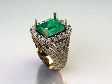 squillare 33 gioielleria oro nozze stampabile argento diamante lusso Smeraldo barocco gioiello gemma engagement Fidanzamento anello d'oro splendente anelli 3d print model - Mito3D