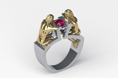 ring r 68 jewelry gold silver printable diamond jewel jewellery fashion human gem wedding sterling apparel platinum prototyping rings art 3dprint 3d print model - Mito3D