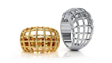 anneau de r f 0021 bijoux brillant pendentif états-unis canada l'europe l'engagement mariage 14k la conception mode d'argent or joyau l'anneau les courbes boucle d'oreille imprimable anneaux 3d print model - Mito3D