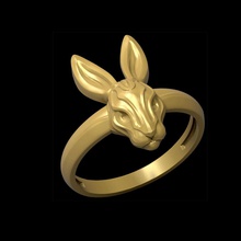 anillo conejo joyería joya 3d impresión alto poligonal piedras stl modelo plata imprimible escuela politécnica anillos libra esterlina 3d print model - Mito3D