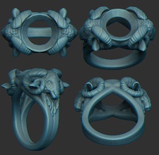 anillo ram hombre aries oveja carne cordero joyero joya cnc 3d impresión accesorio oro plata joyería anillos 3d print model - Mito3D