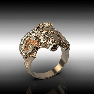 anel RAM joalheria ouro prata cnc 3dprinted jóias moda Projeto imprimível jóia impressão prototipagem diamantes delicado animal argolas 3d print model - Mito3D